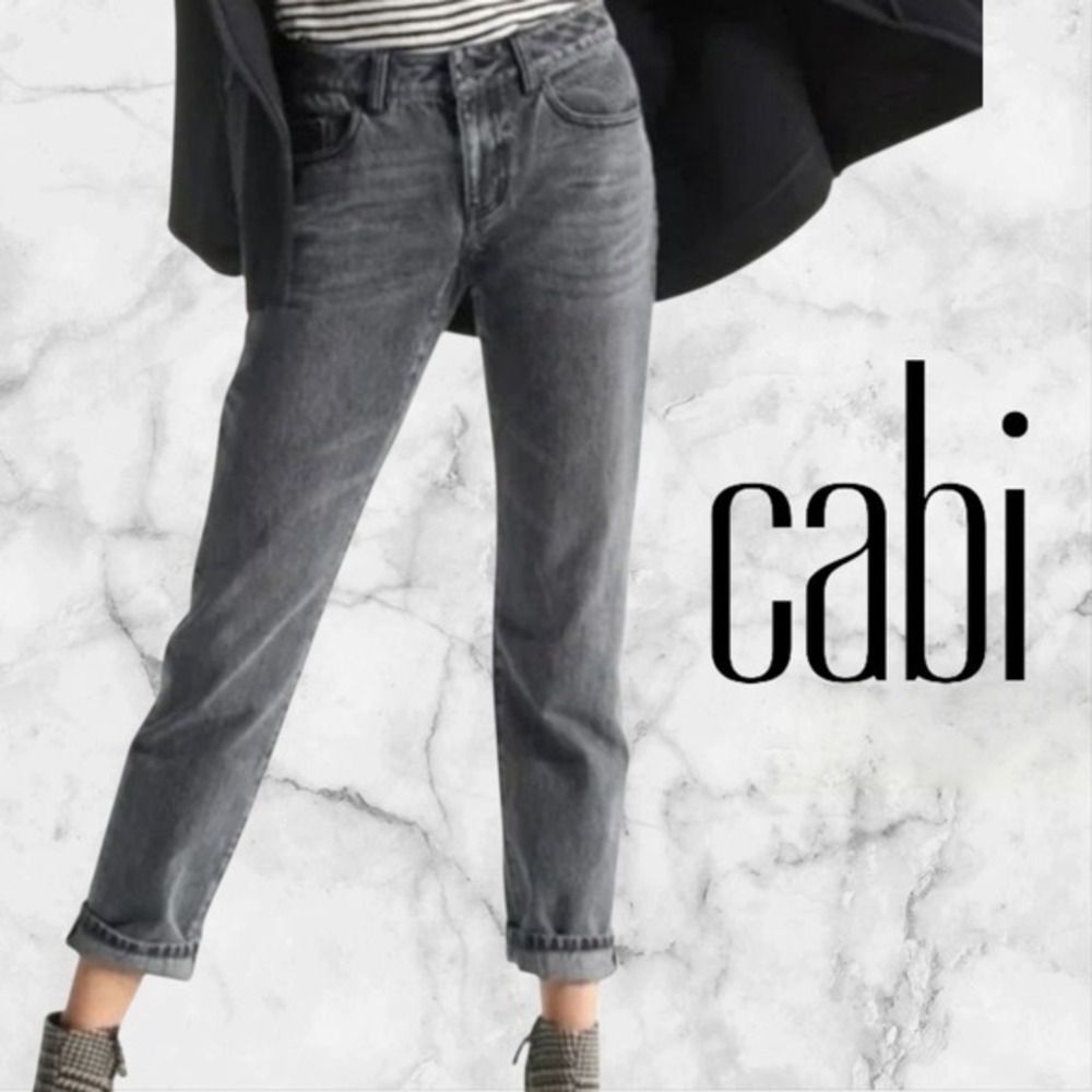 Cabi Womens 100% Cotton Relaxed Boyfriend Jeans 4329 Smoke Wash Grey 6x28"
